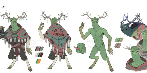 2_thumbs animal_genitalia animal_penis antler_jewelry antlers aroused astronaut bandage cervine_genitalia cervine_penis claws clenched_teeth clothed clothing dark_eyes dark_pants duo erection expressions feathers front_and_back genitals green_body green_feathers height_comparison hooves horn jewelry lamp lantern male muscular muscular_male necklace nude nude_humanoid penis robe scales shadowed_face sharp_teeth simple_background smile smirk smug_expression snarling tall teeth white_background yvsute_(artist) outer_wilds athanaer fan_character koppie alien humanoid pursuers_(outer_wilds) hi_res model_sheet signature watermark