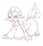 all_fours anthro balls big_breasts bodily_fluids breasts duo erection female genitals huge_breasts inverted_nipples male nipples penis sweat cladz nintendo pokemon generation_4_pokemon pokemon_(species) weavile absurd_res hi_res