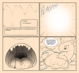 ambiguous_gender belly border feral fire fur male mouth_shot open_mouth orange_border text transformation vore sparky_the_chu nintendo pokemon pokemon_mystery_dungeon spike_chunsoft eevee generation_1_pokemon generation_2_pokemon pokemon_(species) quilava absurd_res comic english_text hi_res