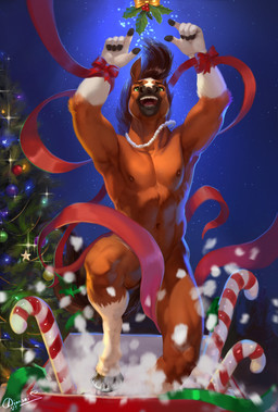 anthro areola athletic athletic_anthro athletic_male biped box christmas_tree container convenient_censorship fingers fur gift_box holidays hooves male male_anthro mistletoe nipples nude open_mouth plant ribbons smile tail teeth tree unguligrade dimonis christmas equid equine horse mammal digital_media_(artwork) hi_res