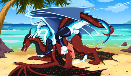 anal anal_penetration anus balls blue_body bodily_fluids cum duo erection feral genital_fluids genitals horn knot knotted_penis latex male male/male male_penetrated male_penetrating male_penetrating_male penetration penile penis sex smile summer tail tongue wings z0ri0n mythology wings_of_fire atreius blizzard_(squeed2115) dragon icewing_(wof) mythological_creature mythological_scalie scalie skywing_(wof) digital_media_(artwork) hi_res