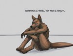 animal_genitalia anthro balls biped brown_body brown_fur claws facial_scar finger_claws fur genitals male nude piercing scar sheath simple_background sitting solo tail text toe_claws syynx syynx_(character) canid canine canis domestic_dog mammal colored_sketch english_text hi_res sketch