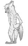 ambiguous_gender anthro butt dipstick_tail gloves_(marking) head_tuft leg_markings looking_at_viewer looking_back markings multicolored_tail nude rear_view simple_background socks_(marking) solo standing tail tail_markings tuft white_background numbro disney pack_street zootopia anneke_(weaver) wolter_(weaver) aardwolf hyena mammal