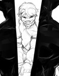anthro bottomwear claws clean_cut clothing death duo fight fighting_pose hair looking_at_viewer male membrane_(anatomy) pants pose shirt simple_background sliced topwear webbed_hands white_background pandottermon parker_(pandottermon) mammal mustelid otter monochrome