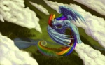 blue_body blue_feathers blue_fur bodily_fluids cloud detailed_background eyes_closed feathered_wings feathers female feral flying forest fur hair lake multicolored_hair open_mouth outside plant quadruped rainbow rainbow_hair river solo sonic_rainboom tail tears tree wings wood tsitra360 friendship_is_magic hasbro my_little_pony mythology rainbow_dash_(mlp) equid equine mammal mythological_creature mythological_equine pegasus 16:10 2012 hi_res wallpaper widescreen