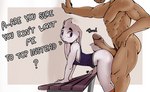 anthro bench bent_over big_dom_small_sub big_penis blue_eyes bottomless clothed clothed/nude clothed_anthro clothing dominant dominant_male duo femboy floppy_ears fur genitals hot_dogging imminent_anal lop_ears male male/male muscular muscular_male nude nude_anthro penis raised_tail sex shirt size_difference submissive submissive_male tail tank_top text topwear white_body white_fur krimble jim_bunny equid equine lagomorph leporid mammal rabbit