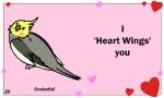 ambiguous_gender beak black_eyes feral holidays humor pun solo text birdcheese valentine's_day avian bird cockatiel cockatoo parakeet parrot true_parrot 5:3 animated digital_media_(artwork) english_text low_res short_playtime