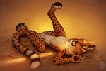 anthro breasts claws feet female flat_chested fur genitals hindpaw legs_up looking_at_viewer lying markings nude on_back open_mouth pawpads paws pussy solo spots spotted_body spotted_fur spread_legs spreading toe_claws anchee kesh_(pojodan) cheetah felid feline mammal