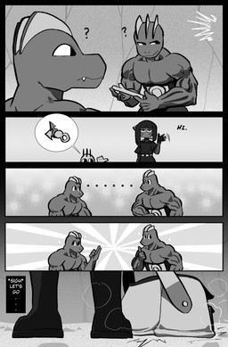 4_eyes biped cave clothed clothing detailed_background dialogue eye_contact femboy gesture group hair hand_gesture long_hair looking_at_another male male_humanoid multi_eye muscular muscular_humanoid muscular_male not_furry ok_sign requesting sex_request size_difference speech_bubble talking_to_another text thumbs_up waving cuchuflin nintendo pokemon andre_(cuchuflin) generation_1_pokemon humanoid machoke machop pokemon_(species) 2025 absurd_res comic digital_drawing_(artwork) digital_media_(artwork) english_text greyscale hi_res monochrome