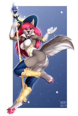 5_fingers anthro black_nose breasts clothed clothing female fingers fur grey_body grey_fur hair open_mouth pawpads pink_eyes pink_hair smile solo teeth tongue year bastika valeria_(dragonhenge) canid canine canis domestic_dog mammal 2019 digital_media_(artwork) hi_res