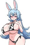 2:3 alternate_breast_size alternate_costume alternate_size animal_ears animal_humanoid big_breasts bikini blue_ears blue_hair blue_tail blush blush_lines breasts clothed clothing cowgirl_outfit female glistening glistening_body glistening_breasts glistening_hair glistening_skin hair hi_res humanoid inksgirls inner_ear_fluff lagomorph lagomorph_humanoid leporid leporid_humanoid light-skinned_female light_body light_skin long_hair looking_at_viewer mammal mammal_humanoid pink_eyes rabbit rabbit_ears rabbit_humanoid scut_tail short_tail simple_background solo swimwear tail teeth thick_thighs tuft usako_nano_(nanobites) vtuber white_background
