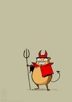 anthro black_eyes bottomless brown_body clothed clothing costume devil_costume featureless_crotch grey_background grin horn looking_at_viewer male pitchfork simple_background smile solo spade_tail tail tan_body tools conditional_dnp jollyjack jolly_jack_(character) satan cricetid hamster mammal rodent 2022