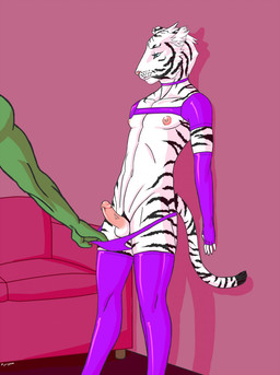 2014 ajonny balls crossdressing elbow_gloves erection faceless_male feline girly gloves male mammal penis sofa tiger undressing white_tiger
Rating: Explicit
Score: 7
User: APimpFromBuffalo
Date: April 15, 2014