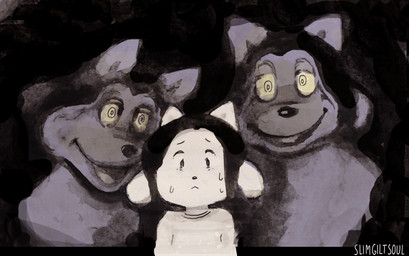 anthro clothed clothing group hair trio white_body remy_boydell undertale undertale_(series) temmie_(undertale) canid canine felid feline mammal tem 2015 2_frame_animation animated