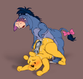abdominal_bulge after_sex animal_genitalia animal_penis anthro bent_over blush bodily_fluids bow_ribbon butt cum cum_inside cum_on_back cum_on_body cum_on_butt cum_on_ground cum_on_head cum_on_penis cum_on_self duo equine_genitalia equine_penis flaccid genital_fluids genitals hair leaking_cum looking_pleasured male male/male overweight overweight_male penis penis_on_butt simple_background stitch_(sewing) tail tail_tuft tuft yellow_body fuzefurry disney winnie_the_pooh_(franchise) eeyore pooh_bear asinus bear donkey equid equine mammal absurd_res hi_res