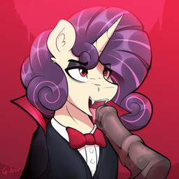 animal_genitalia animal_penis balls bodily_fluids bow_tie clothing disembodied_penis duo equine_genitalia equine_penis eyeshadow fangs feral genitals horn makeup male male/male medial_ring oral penis purple_eyes purple_eyeshadow quadruped red_background red_eyes saliva simple_background teeth tongue tongue_out czu hasbro my_little_pony mythology charm_(czu) fan_character equid equine mammal mythological_creature mythological_equine unicorn vampire 1:1 absurd_res hi_res