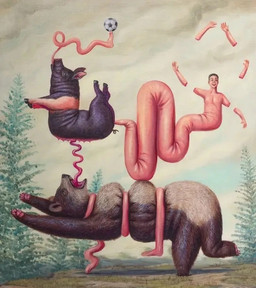abstract_art ambiguous_gender ball featureless_crotch feral forest forest_background group hyper hyper_tongue male male/male nature nature_background nipple_fetish nipple_play nipple_suck nude penetration plant soccer_ball sucking surrealism tongue tree unusual_anatomy unusual_penetration what wrapping_around bruno_pontiroli bear domestic_pig human mammal suid suine sus_(pig)