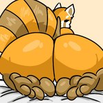 anthro big_butt butt feet female huge_butt orange_body rear_view solo tail day74art aggretsuko sanrio retsuko ailurid mammal red_panda