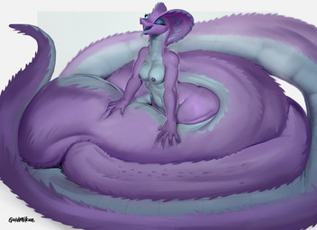 apode breasts female legless nipples non-mammal_nipples serpentine simple_background solo tail tongue tongue_out goldmikun fern_(fern_anne) draconcopode naga reptile scalie snake 11:8 absurd_res hi_res
