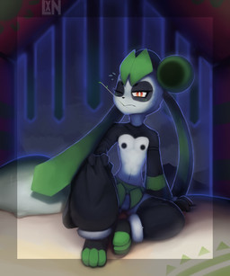 areola bed black_areola blush clothing female flat_chested fur furniture genitals looking_at_viewer nipples palmorph vulva white_body lennoxicon palworld pocketpair bear giant_panda leafan_(pal) mammal pal_(species) absurd_res hi_res