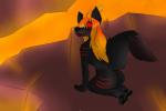 anthro black_body black_fur butt female fur solo brokenfangxd firestarter mythology canid canid_demon canine demon hellhound mammal mythological_canine mythological_creature 3:2 hi_res