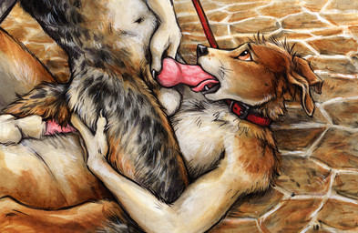 anatomically_correct anatomically_correct_genitalia anatomically_correct_penis animal_genitalia animal_penis anthro anthro_on_anthro anthro_penetrated anthro_penetrating anthro_penetrating_anthro balls black_body black_fur brown_body brown_eyes brown_fur butt butt_grab canine_genitalia canine_penis collar dominant dominant_male duo erection faceless_character faceless_male fellatio fur genitals hand_on_butt knot leash looking_up lying male male/male male_on_bottom male_on_top male_penetrated male_penetrating male_penetrating_male nude on_back on_bottom on_top open_mouth oral pattern_background penetration penile penis sex sheath simple_background submissive submissive_male tongue tongue_out white_body white_fur kenket canid canine canis domestic_dog hunting_dog jack_russell_terrier mammal terrier 2016 mixed_media painting_(artwork) pen_(artwork) traditional_media_(artwork) traditional_painting_(artwork) traditional_watercolor_(artwork) watercolor_(artwork)