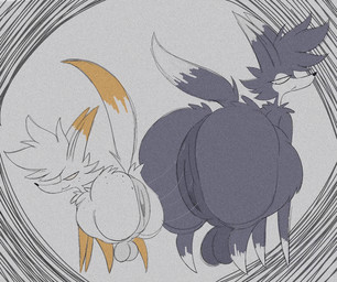 4_legs anal_kiss annoyed anus ass_to_ass backsack balls big_anus big_balls big_butt bump butt duo feral fluffy fluffy_ears fluffy_tail freckled_butt freckled_legs freckled_thighs freckles fur genitals grey_body grey_fur head_tuft huge_anus huge_butt huge_thighs hyper hyper_anus hyper_butt hyper_thighs looking_at_another male male/male multicolored_body size_difference smug sticky tail thick_thighs tuft white_body white_fur yellow_body rogywantscoffee okari_tomorrow canid canine canis fox mammal wolf 2d_animation animated frame_by_frame