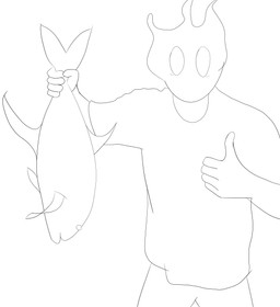 biped bottomwear clothed clothing front_view fully_clothed gesture hand_gesture looking_at_viewer male pants shirt solo solo_focus standing t-shirt thumbs_up topwear aquatic elemental_creature elemental_humanoid fish humanoid absurd_res black_and_white digital_drawing_(artwork) digital_media_(artwork) hi_res meme monochrome sketch