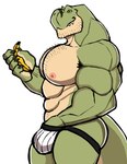 anthro banana biceps big_biceps big_deltoids big_muscles big_pecs body_hair bulge chest_hair clothed clothing countershade_body countershade_face countershade_neck countershade_scales countershade_torso countershading deltoids facial_hair food fruit green_arms green_body green_face green_fingers green_hands green_head green_legs green_neck green_scales hand_in_underwear huge_deltoids huge_muscles hyper hyper_biceps hyper_deltoids hyper_muscles hyper_triceps jockstrap light_arms light_body light_chest light_eyes light_face light_fingers light_hands light_head light_legs light_neck male male_anthro manly mature_anthro mature_male monotone_arms monotone_chest multicolored_body multicolored_scales muscular muscular_anthro muscular_arms muscular_male neck_muscles nipples pecs plant scales side_view simple_background small_eyes solo tan_body tan_chest tan_countershading tan_face tan_head tan_neck tan_scales topless trapezius triceps two_tone_body two_tone_face two_tone_head two_tone_neck two_tone_scales underwear white_background yellow_eyes darknaigart jace_(darknaig) dinosaur prehistoric_species reptile scalie theropod tyrannosaurid tyrannosauroid tyrannosaurus tyrannosaurus_rex absurd_res colored digital_drawing_(artwork) digital_media_(artwork) hi_res