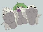 3_toes anthro balls barefoot claws feet foot_focus fur fur_markings genitals humanoid_genitalia humanoid_penis long_ears looking_at_viewer looking_down male markings multicolored_body multicolored_fur penis soles solo toes fluffihoodie bandai_namco digimon digimon_(species) gargomon mammal hi_res