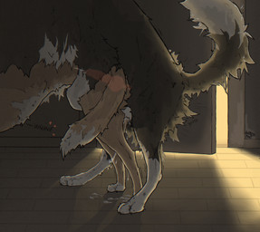ambiguous_gender ambiguous_knotting ambiguous_penetrated ambiguous_penetration anatomically_correct anatomically_correct_genitalia anatomically_correct_penis animal_genitalia animal_penis backlighting black_body black_fur bodily_fluids canine_genitalia canine_penis cum cum_drip cum_inside cum_on_ground cum_string dark_room digitigrade doggystyle door dripping duo ejaculation erection female female_feral feral feral_on_feral feral_penetrated feral_penetrating feral_penetrating_feral floor fluffy fluffy_tail from_behind_position fur genital_fluids genitals heart_symbol hiding humping inside internal intraspecies knot knot_root knotted_penis knotting leaking_cum light male male/ambiguous male_feral male_penetrating male_penetrating_ambiguous mating_grip motion_lines mounting orange_body orange_fur penetration penile penile_penetration penis raised_tail sex shaking side_view standing stealth_sex tail text trembling tuft whining white_body white_fur wood wood_floor hotdogmeat bird_dog border_collie canid canine canis collie domestic_dog herding_dog hunting_dog mammal nova_scotia_duck_tolling_retriever pastoral_dog retriever sheepdog 2025 digital_media_(artwork) hi_res lighting