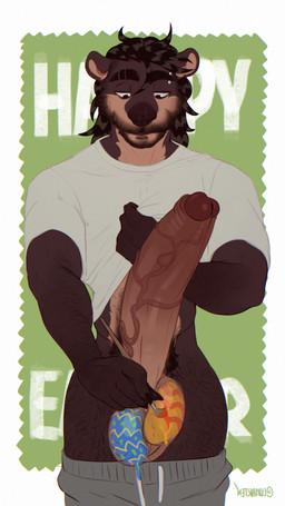 anthro arm_hair balls barbell_piercing beard belly_hair big_balls big_penis body_hair bodypaint bottomwear bottomwear_down brush clothed clothing easter_balls easter_egg erection eyebrow_barbell eyebrow_piercing facial_hair facial_piercing genitals glans hairy hairy_balls hairy_legs holidays huge_penis humanoid_genitalia humanoid_penis hyper hyper_genitalia hyper_penis male muscular muscular_male mustache paint paint_on_balls paint_on_body paint_on_self paintbrush painted_balls painting_(action) painting_body pants pants_down partially_clothed penis piercing pubes simple_background solo text topwear vein veiny_penis lumarten easter richie_(lumarten) mammal porcupine rodent absurd_res digital_media_(artwork) hi_res