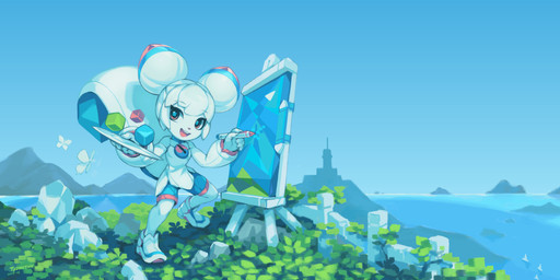 animal_ears anthro blue_sky boat breasts canvas chinese_commentary clothing colored_skin commentary cube double_bun dress easel english_commentary female footwear grass hair hair_bun head_tilt high_collar hill holding_stylus island joints lighthouse long_sleeves looking_at_viewer machine mandarin_collar mascot open_mouth outside paint_palette painting_(action) plant pupils railing reflection robot_joints rock sailing_boat sailing_watercraft sea seaside shoes sky small_breasts smile sneakers solo splash_image squirrel_ears squirrel_tail stylus symbol_in_eye tail three-quarter_view tsurime unusual_pupils vehicle water watercraft white_body white_clothing white_dress white_hair white_skin tyson_tan cc-by-sa creative_commons kde krita_(copyright) kiki_the_cyber_squirrel android arthropod butterfly insect lepidopteran mammal robot rodent sciurid tree_squirrel 2019 absurd_res cool_colors digital_media_(artwork) hi_res krita_(artwork) official_art signature