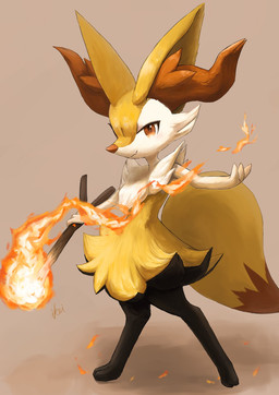 3_fingers ambiguous_anthro ambiguous_gender anthro arm_tuft big_tail biped black_body black_fur blush blush_lines cheek_tuft chest_tuft closed_smile digitigrade dipstick_tail elemental_manipulation facial_tuft fangs fingers fire fire_manipulation flesh_fang front_view fur holding_object holding_stick inner_ear_fluff looking_at_viewer markings mouth_closed multicolored_body multicolored_fur nude_ambiguous nude_anthro orange_body orange_eyes orange_fur orange_nose orange_tail_tip pointy_ears prick_ears shoulder_tuft simple_background smile snout solo standing stick tail tail_markings tan_background teeth three-quarter_view tuft two_tone_tail white_body white_fur yellow_body yellow_fur yellow_tail ikei nintendo pokemon braixen canid generation_6_pokemon mammal pokemon_(species) 2021 digital_drawing_(artwork) digital_media_(artwork) full-length_portrait hi_res portrait shaded signature