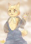 anthro clothing humor male overalls oversized_clothing pawpads scarf skinny solo mangosour cyberconnect2 fuga:_melodies_of_steel little_tail_bronx boron_brioche domestic_cat felid feline felineko felis mammal hi_res