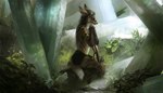 anthro chain crystal day detailed_background eyebrows eyelashes eyes_closed female fingers fur gold_(metal) gold_chain grass hair kneeling outside plant sitting solo nomax heron_stellanimus canid canine mammal maned_wolf 2022 digital_media_(artwork) digital_painting_(artwork) hi_res