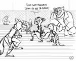 2016 absurd_res anthro black_and_white canid canine canis clothed clothing dialogue disney duke_weaselton electoons english_text felid fennec_fox finnick_(zootopia) flash_slothmore fox grease_(movie) group hi_res male mammal monochrome mustelid musteline nick_wilde open_mouth pantherine parody pilosan signature sketch sloth text three-toed_sloth tiger tongue true_fox true_musteline weasel wolf xenarthran zootopia