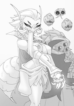 4_eyes 5_fingers ambiguous_gender antennae_(anatomy) anthro armor arthropod_abdomen athletic athletic_female bandage bandaged_arm big_breasts big_nipples blush blush_lines bodily_fluids breasts cape casual_exposure clothed clothed_ambiguous clothing clothing_pull curvy_figure emoji female fingers gauntlets gloves group handwear heart_eyes heart_symbol holding_object hourglass_figure looking_at_another mandibles mask mostly_nude multi_eye muscular muscular_arms navel nipples non-mammal_breasts non-mammal_navel non-mammal_nipples one_breast_out partially_clothed segmented_body side_boob small_waist speech_bubble stinger sweat teeth_showing thick_thighs topless topwear_down wardrobe_malfunction wide_hips proxicute arthropod insect hi_res monochrome