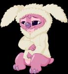 3_toes claws clothing eyelashes feet female fluffy fur half-closed_eyes head_tuft hoodie looking_away narrowed_eyes pink_body pink_fur purple_claws purple_eyes purple_nose simple_background small_tail smile solo sweatshirt tail toes topwear transparent_background tuft blushbaker disney lilo_and_stitch angel_(lilo_and_stitch) alien experiment_(lilo_and_stitch) 2017 alpha_channel signature