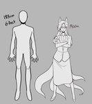 absurd_res animal_humanoid canid canid_humanoid canine canine_humanoid chart digital_drawing_(artwork) digital_media_(artwork) female fox_humanoid foxtrot_(glacierclear) glacierclear greyscale height_chart hi_res humanoid mammal mammal_humanoid mocha_(glacierclear) monochrome solo