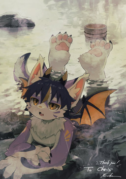 2_horns 4_fingers anthro barrel black_hair chest_tuft cute_fangs fangs feet fingers fur grey_body grey_fur hair handpaw hindpaw horn inner_ear_fluff kemono looking_up male membrane_(anatomy) membranous_wings multicolored_body multicolored_fur nude open_mouth partially_submerged pawpads paws raining rock solo teeth text tuft water white_body white_fur wings wood_barrel yellow_eyes fumochi_n mythology dragon furred_dragon furred_scalie mythological_creature mythological_scalie scalie absurd_res cel_shading digital_drawing_(artwork) digital_media_(artwork) english_text hi_res shaded signature