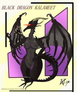 anthro areola breasts claws female genitals horn nipples nude solo tail vulva wings nitriumzigma dark_souls fromsoftware mythology black_dragon_kalameet dragon mythological_creature mythological_scalie scalie absurd_res hi_res
