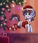 clothing costume decoration holidays horn jumping male plant santa_costume solo spryciarz tree elronya eltaile christmas hasbro my_little_pony mythology fan_character equid equine mammal mythological_creature mythological_equine unicorn hi_res