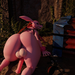 all_fours ambiguous_anthro ambiguous_gender ancient animal_genitalia animal_penis anthro anus ass_up automatic_shotgun automatic_weapon balls big_balls big_butt big_ears butt chest_harness drop equine_genitalia equine_penis forest fur genitals gun gynomorph happy harness intersex jungle military military_clothing penis pink_body pink_fur plant ranged_weapon rocky_terrain ruins searching shotgun solo sunset thick_thighs tree weapon wide_hips lauhren activision call_of_duty palworld playerunknown's_battlegrounds pocketpair lovander_(mayosplash) lovander pal_(species) 1:1 3d_(artwork) digital_media_(artwork) hi_res