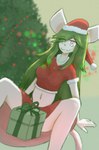 anthro christmas_clothing christmas_headwear clothing female gift hat headgear headwear holidays santa_hat solo spread_legs spreading gomiii christmas mammal rodent hi_res