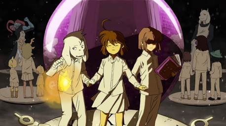ambiguous_gender ambiguous_human anthro antlers book clothed clothed_ambiguous clothed_anthro clothed_female clothed_human clothed_male clothing cosplay crossover_cosplay female female_anthro fire flexing group horn light magic male male_anthro standing blackrazorbill deltarune mythology the_promised_neverland undertale undertale_(series) asriel_dreemurr chara_(undertale) frisk_(undertale) kris_dreemurr monster_kid noelle_holiday ralsei susie_(deltarune) toriel undyne animal_humanoid aquatic aquatic_humanoid boss_monster_(undertale) bovid caprine darkner deer dragon fish fish_humanoid goat human humanoid lizard mammal mythological_creature mythological_scalie reptile scalie 2019 crossover digital_media_(artwork) lighting
