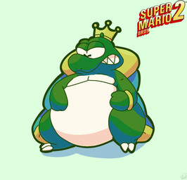 anthro clenched_teeth cloak cloak_only clothed clothing crown crown_only headgear headgear_only male mostly_nude nude overweight overweight_anthro overweight_male partially_clothed sharp_teeth solo teeth rex_pexi mario_bros nintendo super_mario_bros._2 wart_(mario) amphibian frog hi_res