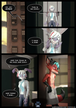 after_shower anthro attracted attraction big_ears body_hair bottomwear building chest_fur chest_hair chest_tuft clothed_breasts clothing denim denim_bottomwear denim_clothing door duo female fluffy fluffy_chest fur hair happy jeans leaning leaning_backward leaning_on_door male necktie pants pose pubes pubic_fuzz shirt t-shirt text topwear towel towel_around_waist towel_only tuft wet wet_body wet_fur wet_hair willitfit striped_sins axel_(striped_sins) june_(striped_sins) canid canine fox lagomorph leporid mammal rabbit comic english_text hi_res pinup url