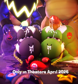 anthro bodily_fluids bowser_jr._logo bowser_logo bowser_tattoo branded brush butt butt_tattoo chain chain_leash circumcised clothing collar cum cum_from_nose cum_in_ass cum_in_nose cum_inside cum_on_face cum_on_head genital_fluids genitals glans glowing glowing_genitalia glowing_penis graffiti group hand_on_butt hat headgear headwear hot_dogging humanoid_genitalia humanoid_penis leash male male/male mario_hat movie_poster paintbrush penis pubes sex slutty_face star_(mario_bros) tattoo tongue tongue_out young doommusk illumination_entertainment mario_bros nintendo the_super_mario_galaxy_movie bowser bowser_jr. lire_(doommusk) wonder_bowser_jr. yoshi_(character) dragon_koopa green_yoshi koopa purple_yoshi scalie yoshi 3d_(artwork) absurd_res blender_(artwork) digital_media_(artwork) hi_res