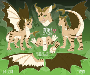 3_toes 4_toes animal_genitalia brown_body brown_scales claws cloaca feet female female_symbol feral gender_symbol genitals gradient_background green_background green_eyes horn licking licking_lips licking_own_lips looking_at_viewer narrowed_eyes pawpads raised_tail scales sharp_teeth simple_background smile solo spread_wings striped_body striped_scales stripes symbol tail tan_body tan_scales teeth text toe_claws toes tongue tongue_out white_body white_pawpads white_scales wings lawkie mythology mirah dragon mythological_creature mythological_scalie scalie character_name english_text hi_res model_sheet species_name